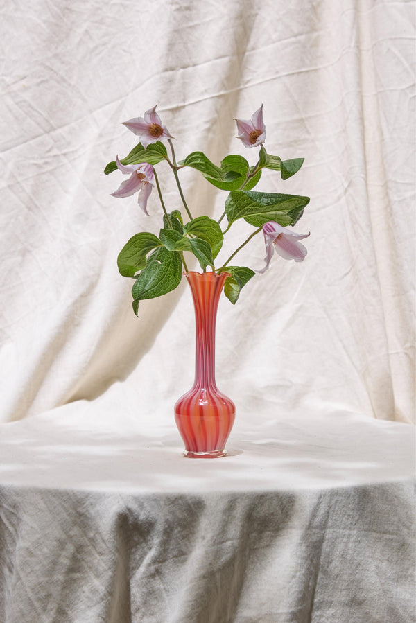Handblown Red Striped Vase
