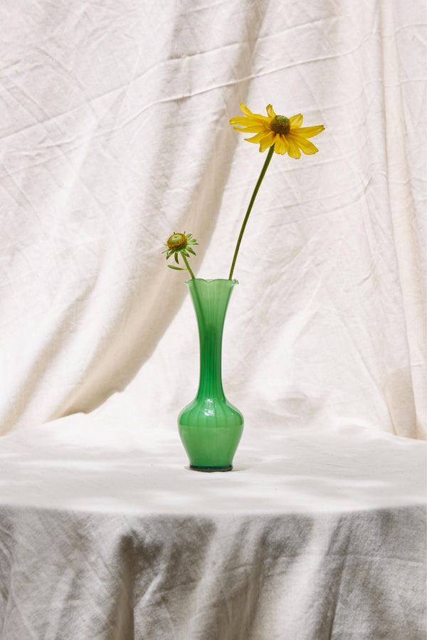Handblown Green Striped Vase